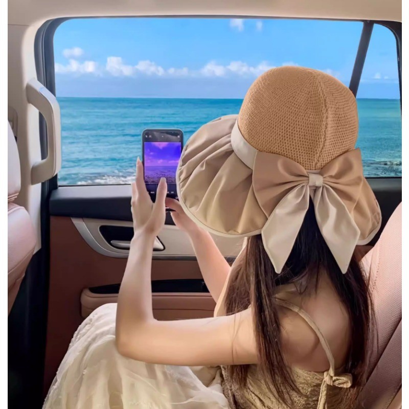 หมวกกันแดดผู้หญิงสไตล์เกาหลี หมวกกันยูวีสำหรับเดินทางและทำงาน ปีกกว้างและโบว์สวยเก๋ ราคา ถูกที่สุด ดีลบีเคเค แกลเลอรีภาพที่ 9