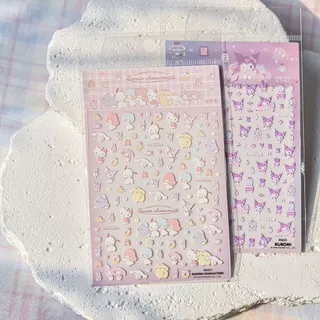 [Meow.Sensei] Sanrio & tomoni สติ๊กเกอร์แต่งเล็บลายนูน ดอกไม้ลึกลับจากองค์ประกอบสุนัขหูใหญ่ สติ๊กเกอร์น่ารัก คู่มือการ์ด Cuckoo
