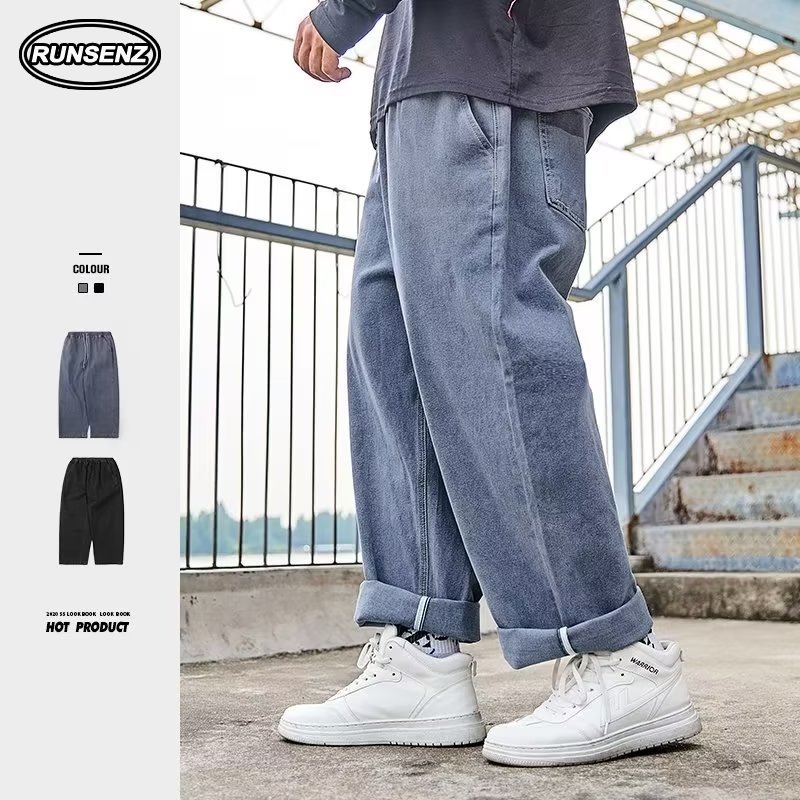 XL-8XL Fat Man Loose Denim Pants Men Plus Size Straight Leg Jeans