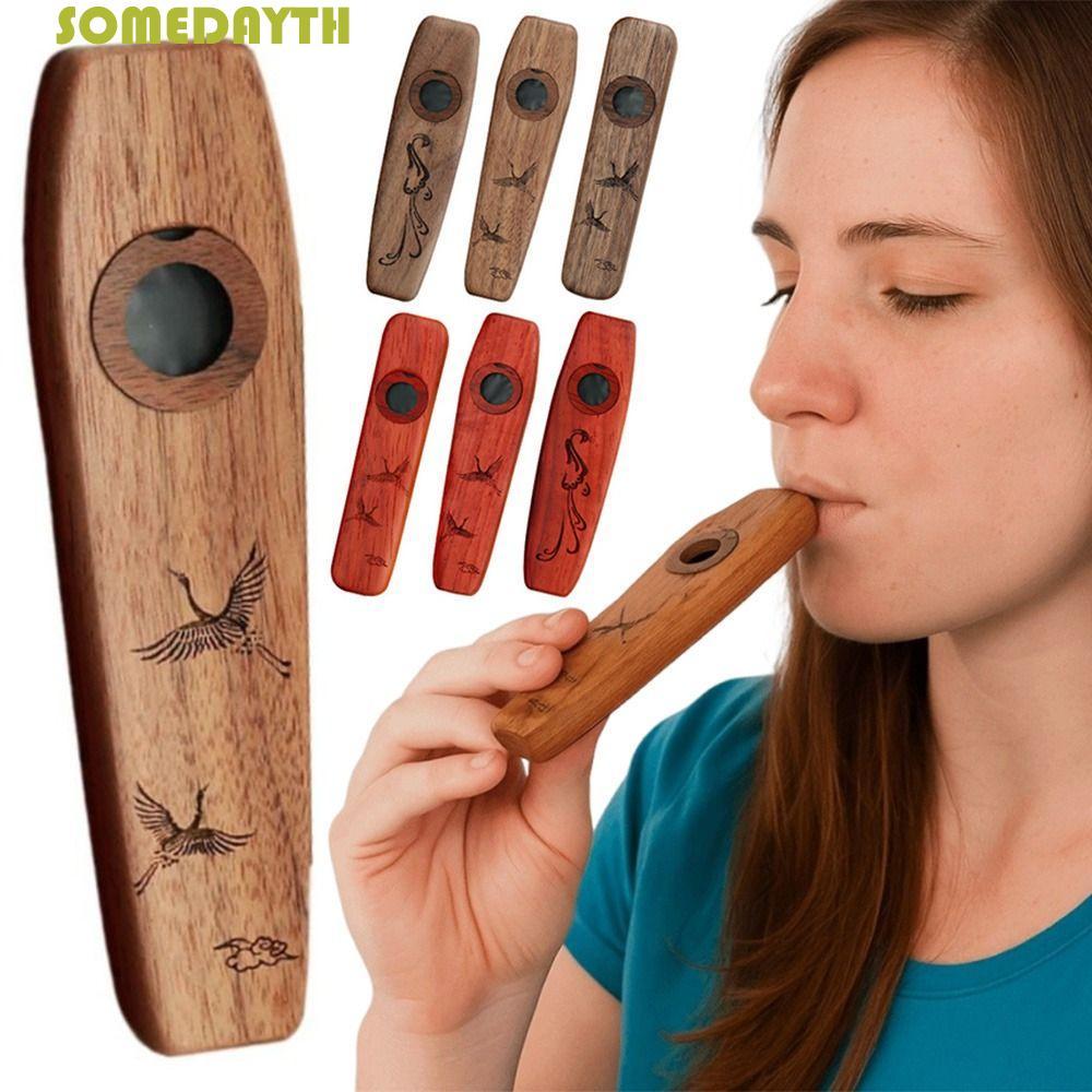 SOMEDAY ไม้ Kazoo, Creative Portable Wind Instrument, Mouth Harmonica Professional Easy To Learn Wea