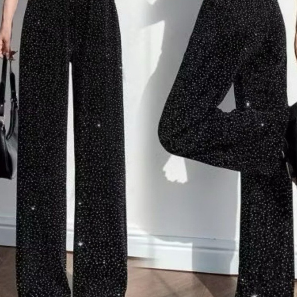 DZB HOME กางเกงขายาวผู้หญิงเเฟชั่นใหม่ สินค้าขายดี ขากว้างผ้าไหมน้ําแข็งกางเกงเชือกรูดปรับระดับได้‌ 