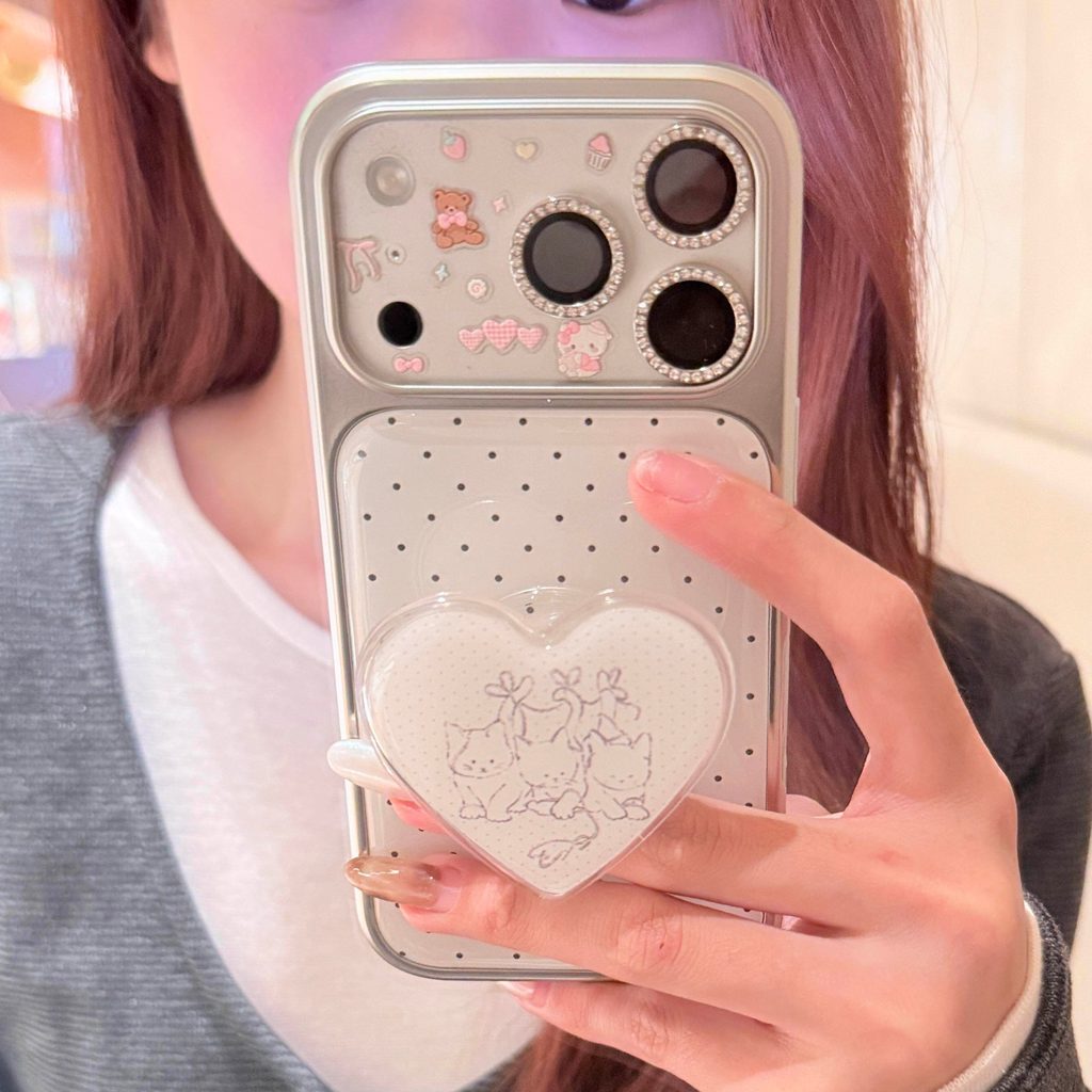 วงเล็บรักลายจุด Huiwanju เหมาะสําหรับเคสโทรศัพท์มือถือ iPhone17promax iP16pro หน้าต่างขนาดใหญ่ 16/15 น่ารัก 14promax/13promax รูปแบบหนัง 17 เคสป้องกันแบบรวมทุกอย่าง