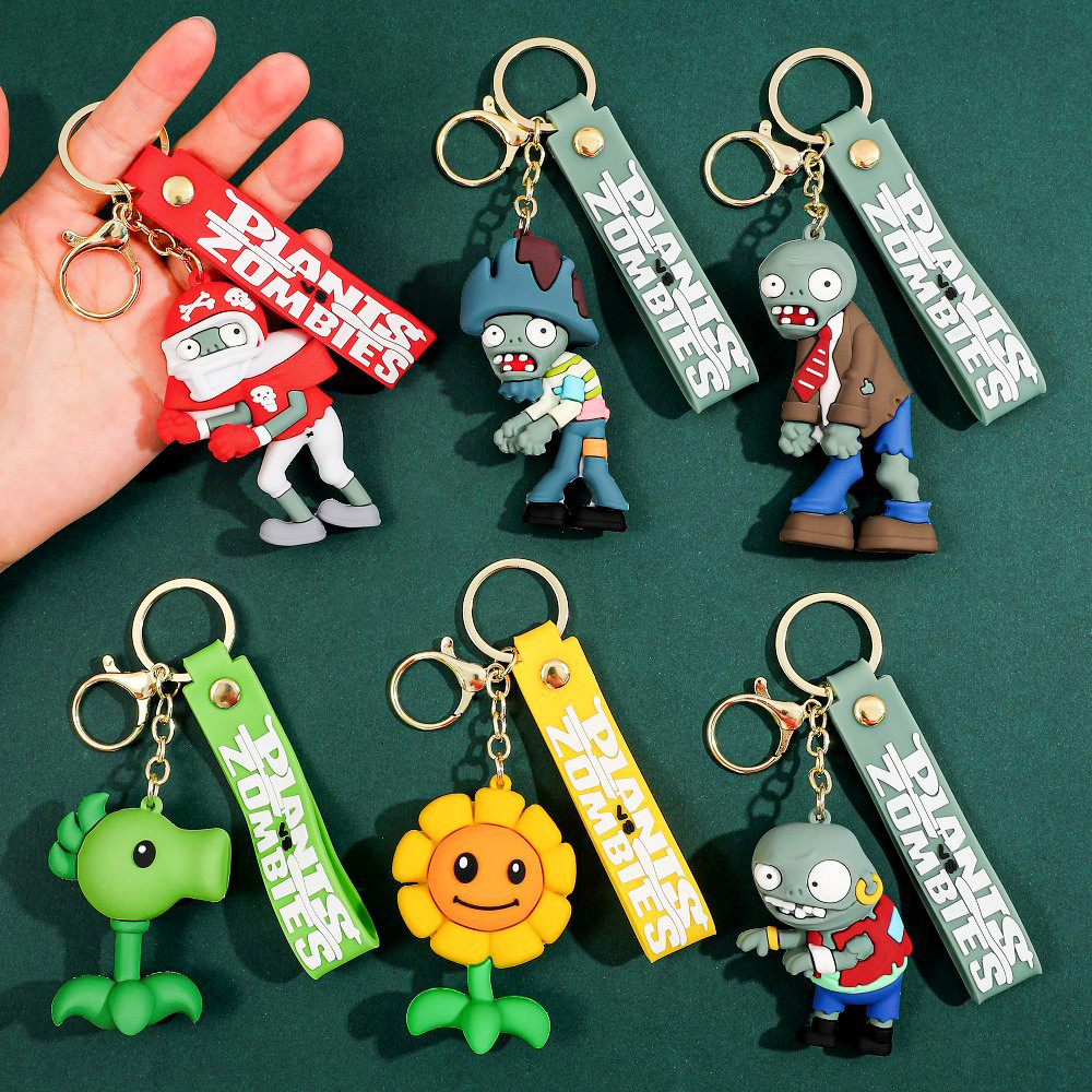 Plants vs Zombies พวงกุญแจการ์ตูน - จี้หุ่นสร้างสรรค์, แหวนกุญแจตัวละครเกมและกระเป๋า Charms สําหรับของขวัญ​