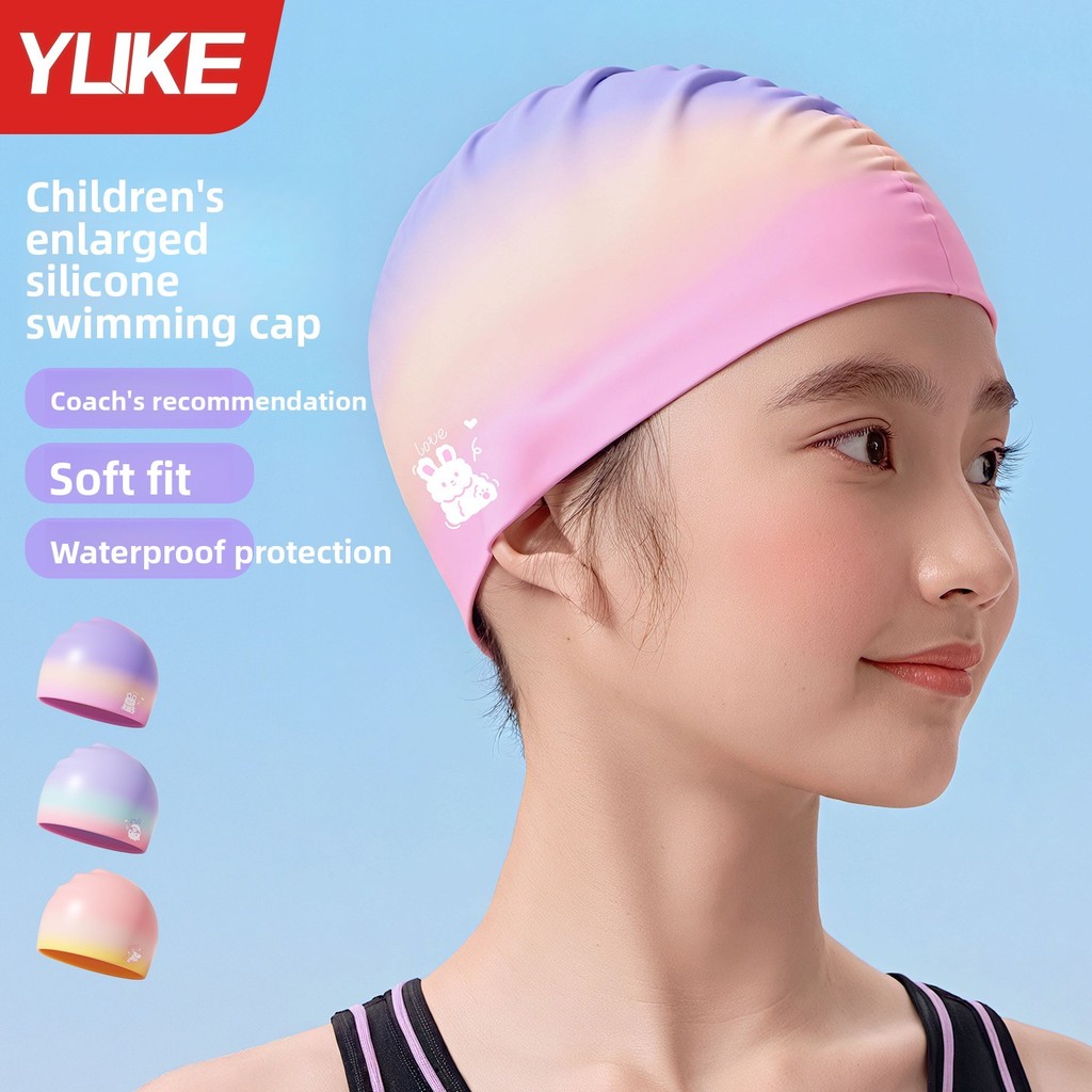 หมวกว่ายน้ำซิลิโคนสำหรับเด็กและผู้ใหญ่ สไตล์การ์ตูน น่ารัก กันน้ำได้ดี เหมาะสำหรับสระและชายหาด