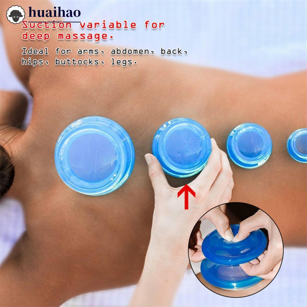 HUAIHAO ซิลิโคนสูญญากาศ Cupping ชุดนวดถ้วยกลับ Gua Sha ดูดถ้วย Health Care กายภาพบําบัดเครื่องมือ Q9