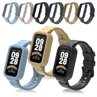 TPU สายรัดกีฬาสําหรับสมาร์ทวอทช์ Xiaomi Mi Band 9 / 8 Active Hard PC ป้องกันหน้าจอกรอบกันชนเข็มขัดสร้อยข้อมือ Repalcement สายรัดข้อมืออุปกรณ์เสริมสําหรับ Redmi Band 3 2