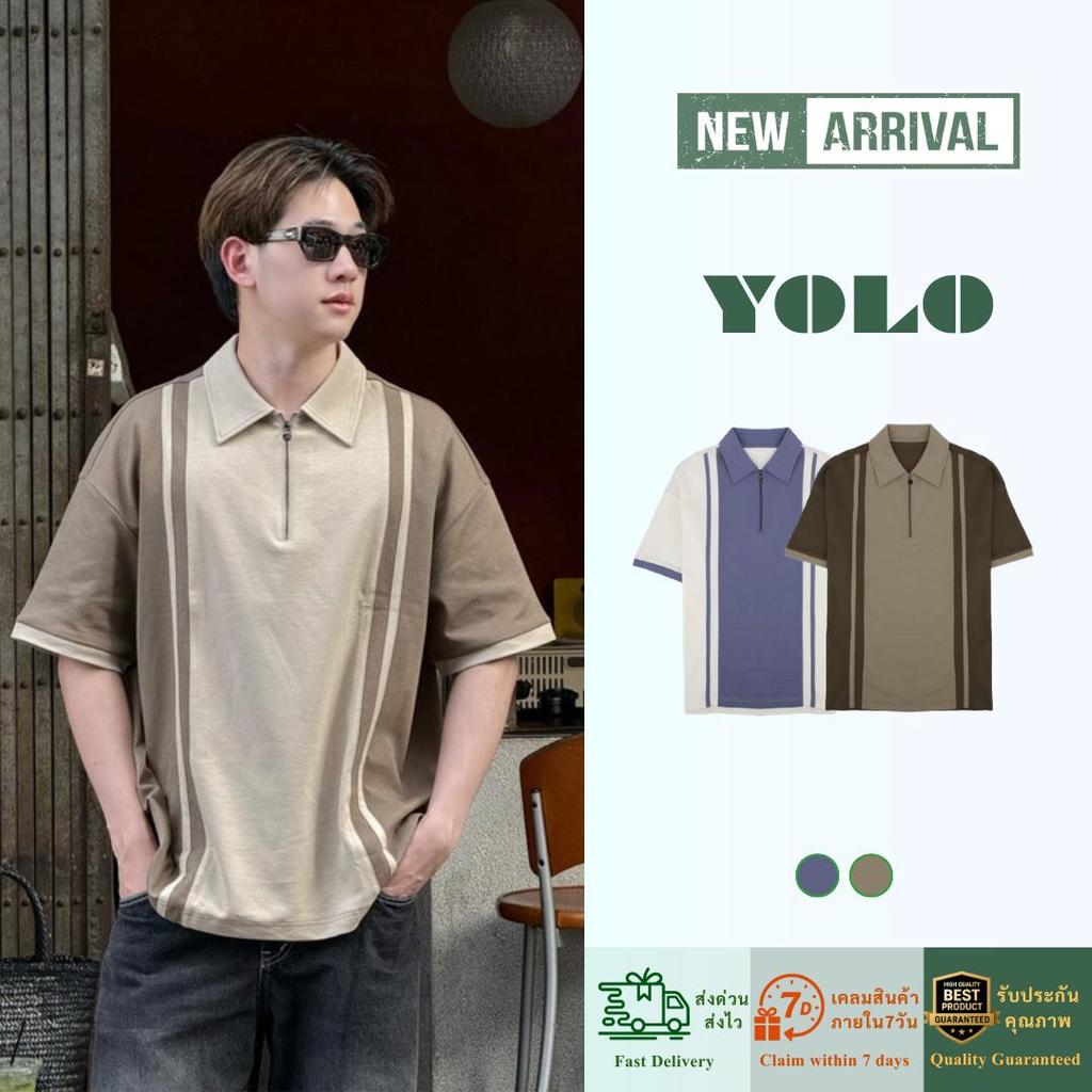 YOLO เสื้อเชิ้ต OVERSIZE เสื้อเชิ้ต  เสื้อเชิ้ตสำหรับผู้ชาย  ติดกระดุมหน้า  Y261207