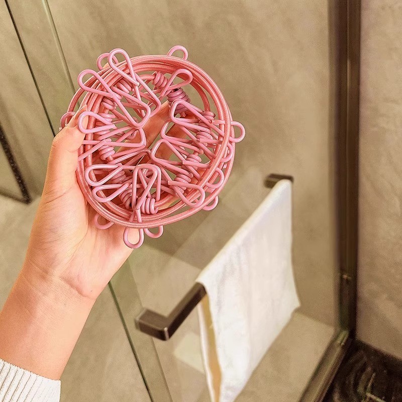 Travel Clothesline แบบพกพา Retractable Windproof Clothesline Hotel Travel พร้อมคลิป Clothesline ในคร