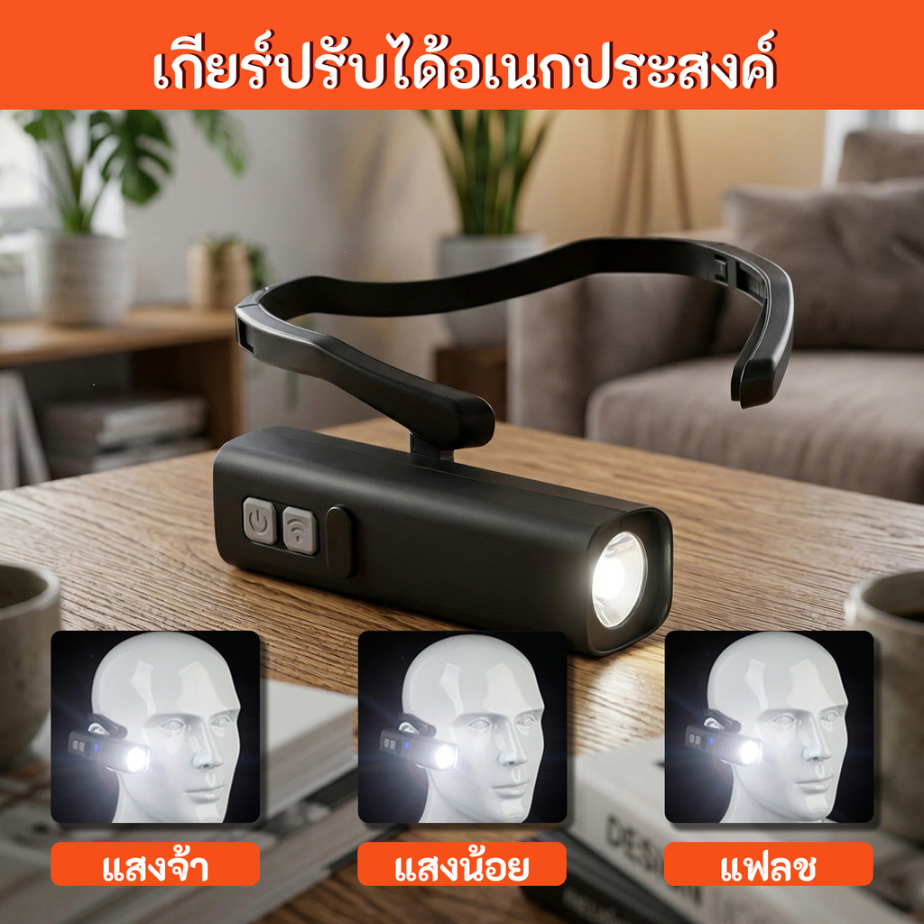 โดร์ไฟฉายคาดหัวแบบหนีบหู กันน้ำ IPX4 พกพาสะดวก น้ำหนักเบา เหมาะสำหรับการเดินป่า ราคา ถูกที่สุด ดีลบีเคเค แกลเลอรีภาพที่ 5
