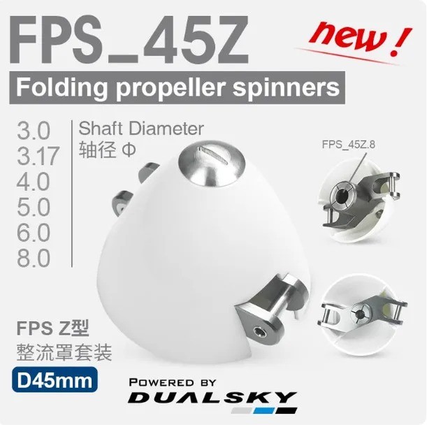 DualSky FPS45Z 45 มม.พับใบพัด Spinner 3.0/3.3/4.0/5.0/6.0 มม.เส้นผ่านศูนย์กลางเพลา Fairing สําหรับ F