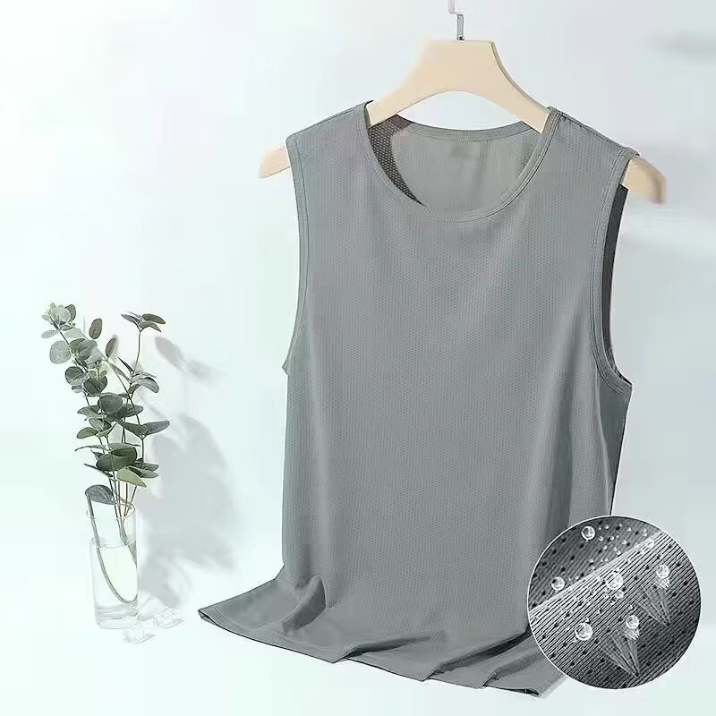 เสื้อกั๊กผ้าไหมน้ำแข็งสำหรับผู้ชาย สวมใส่สบายในหน้าร้อน
