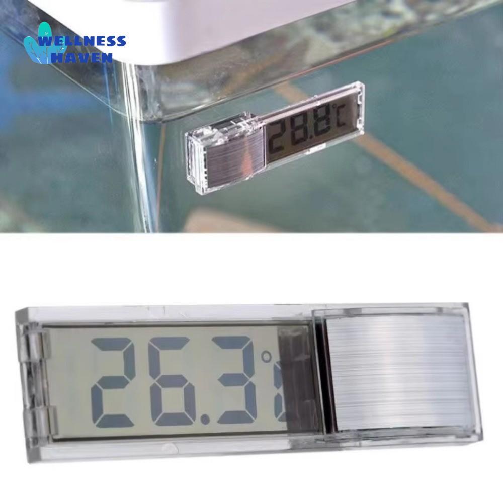 WELLNESSHAVEN เครื่องวัดอุณหภูมิตู้ปลา, 3D ดิจิตอลจอแสดงผลอิเล็กทรอนิกส์เครื่องวัดอุณหภูมิตู้ปลา,กันน้ําหน้าจอ LCD เครื่องวัดอุณหภูมิน้ําเต่าที่อยู่อาศัย ราคา ถูกที่สุด ดีลบีเคเค