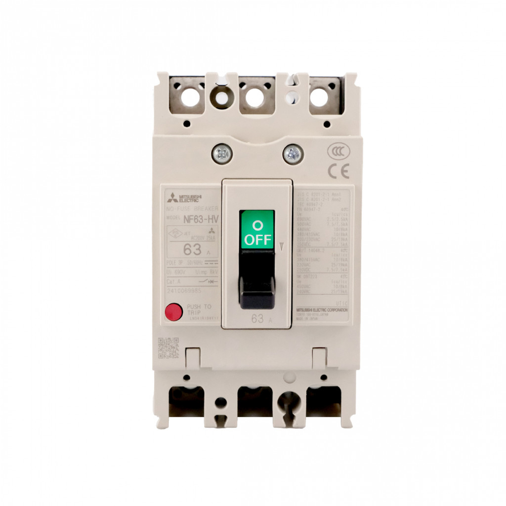 MITSUBISHI สวิตช์ตัดตอน  BREAKER  NF63 MITSUBISHI HV10/63 380V Model NF63HV-3P63A-MT