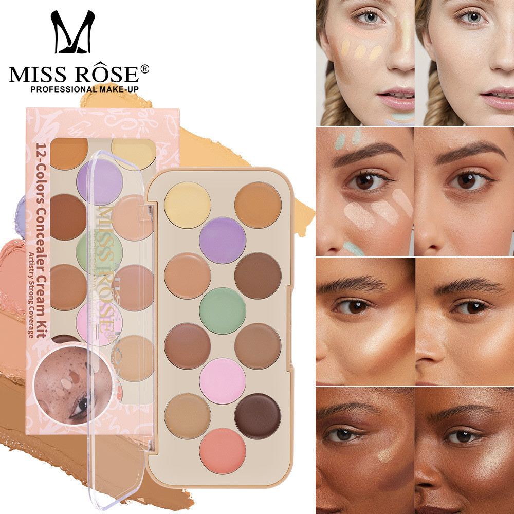 MISSEROSE12 สีรอบคอนซีลเลอร์ Palette Moisturizing Long-Lasting Brightening Light แต่งหน้า Foundation