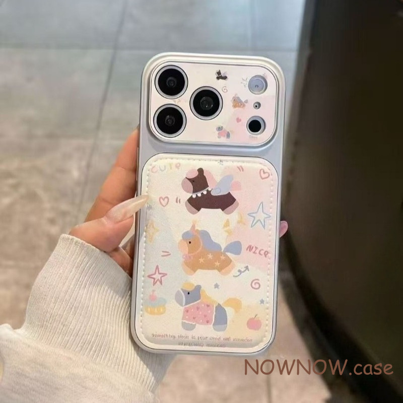 สําหรับ IPhone 17 16 15 14 Plus 13 12 11 Pro Max X XR XS Max น่ารักสีสัน Pony Silver หน้าต่างขนาดใหญ่เคสโทรศัพท์นุ่ม