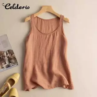 Celderio Camisole Top สำหรับผู้หญิง ทำจากผ้าฝ้ายลินิน ทรงหลวม สบายตัว เหมาะกับฤดูร้อน