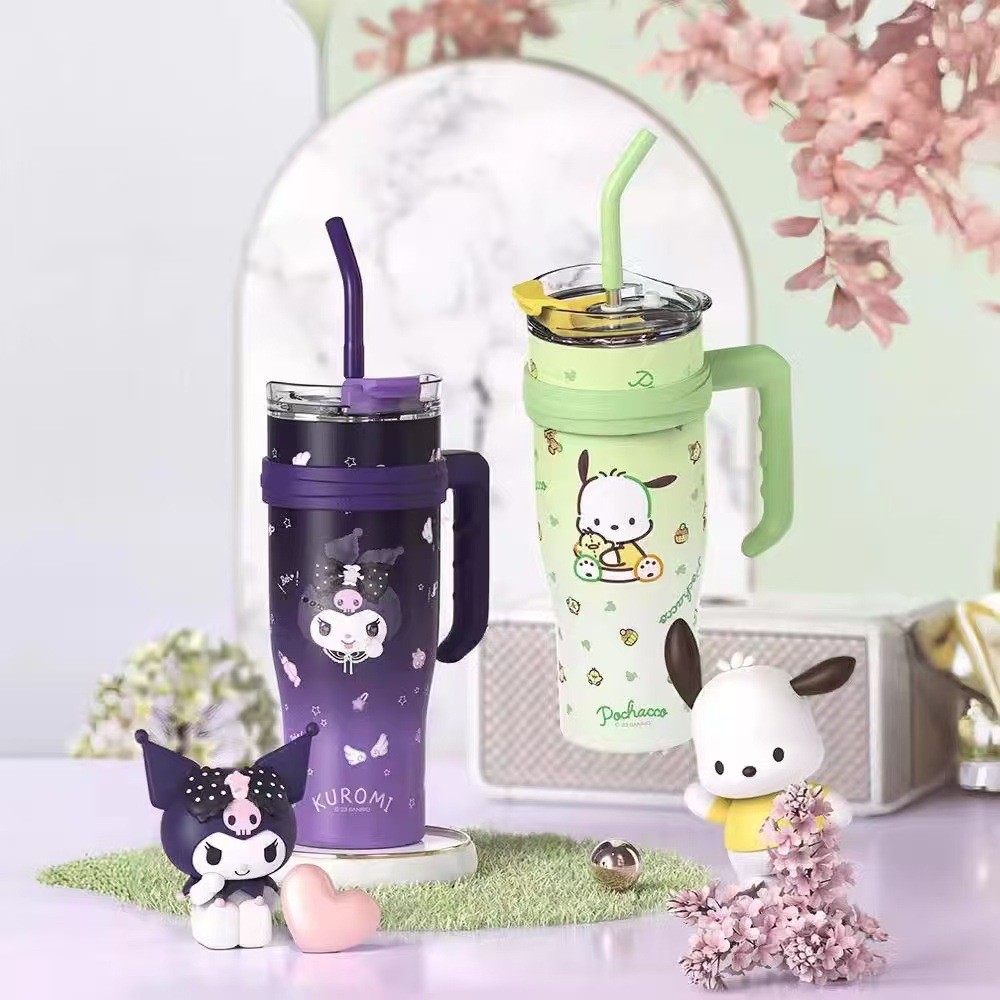แก้วน้ำสุญญากาศ 1200ml Ice Master Cup สแตนเลส 304 เกรดอาหาร | เก็บความเย็น 24 ชม. | มีหูจับ+หลอดดูด | ลายน่ารักสไตล์การ์ตูน | ใช้ในรถได้
