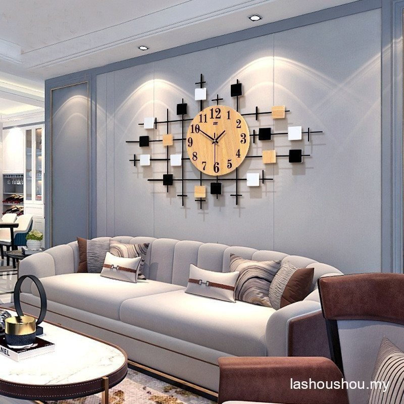 Nordic Simple นาฬิกาห้องนั่งเล่นไม้นาฬิกา Home Art ตกแต่ง Mute นาฬิกา Creative Wall นาฬิกาอิเล็กทรอน