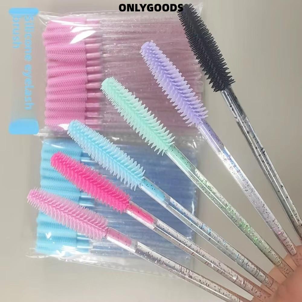 ONLYGOODS 50 ชิ้น Lash แปรงแต่งหน้า,ขนตา Spoolie คริสตัลซิลิโคนแปรงขนตา,ทนทาน Microbrush เครื่องสําอ