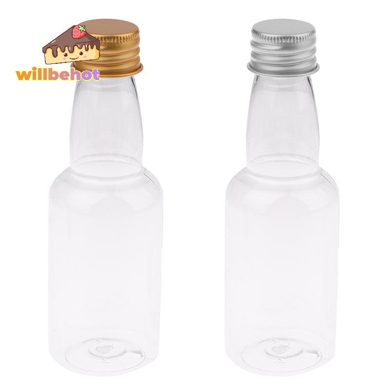[Willbehot-t] 10 ชิ้น 50 มิลลิลิตร Mini Clear PET รีฟิลขวดไวน์ขนาดเล็กสําหรับงานแต่งงานขวดเหล้าพร้อมฝาปิดสกรูป้องกันการรั่ว [ใหม่]