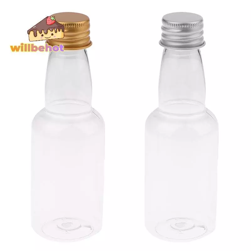 [Willbehot-t] 10 ชิ้น 50 มิลลิลิตร Mini Clear PET รีฟิลขวดไวน์ขนาดเล็กสําหรับงานแต่งงานขวดเหล้าพร้อมฝาปิดสกรูป้องกันการรั่ว [ใหม่]