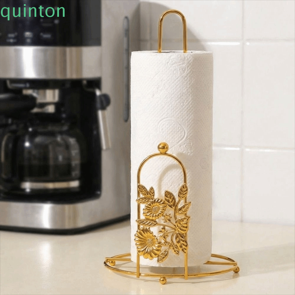 QUITON Roll Paper Towel Holder, Gold Free Standing Tree Paper Towel Holder, Retro Decorative One-han