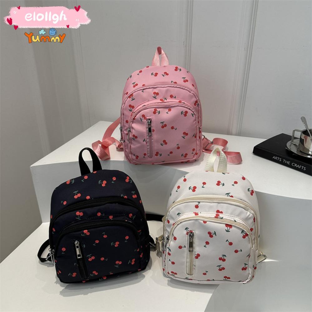 ELOGH กระเป๋าเป้แฟชั่น,ไนลอนปรับสายรัดขนาดเล็กKnapsack,แฟชั่นขนาดใหญ่ความจุรูปแบบเชอร์รี่ผู้หญิงsกระเป๋าเป้สะพายหลัง