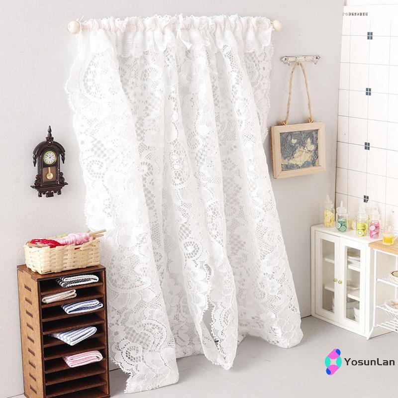 YosunLan] 1/12 Dollhouse Miniature Lace Curtain Doll Home Bedroom Furniture Decor Dolls House Access