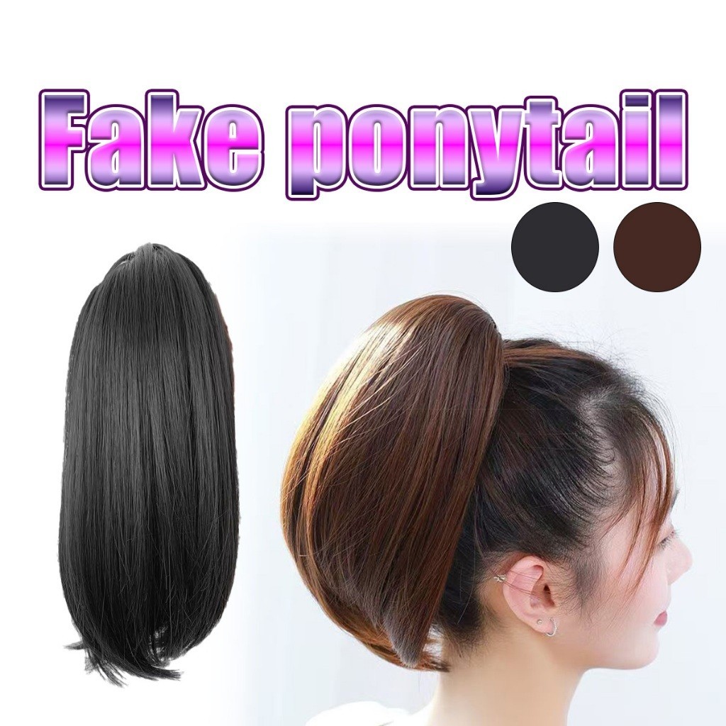 ยาว30CM แฮร์พีชหางม้า วิกผม ชิ้นหนา ดูเป็นธรรมชาติสุดๆ กิ๊บหนีบตัวใหญ่ แบบตรงสั้น 2สีให้เลือก - รูปที่ 4