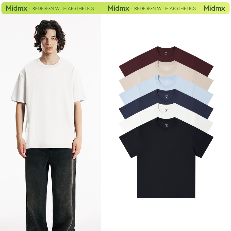 Midmx Unisex T-Shirt เสื้อยืดเปล่า เสื้อยืดคอกลม 8 สี  เสื้อยืดทรงหลวม