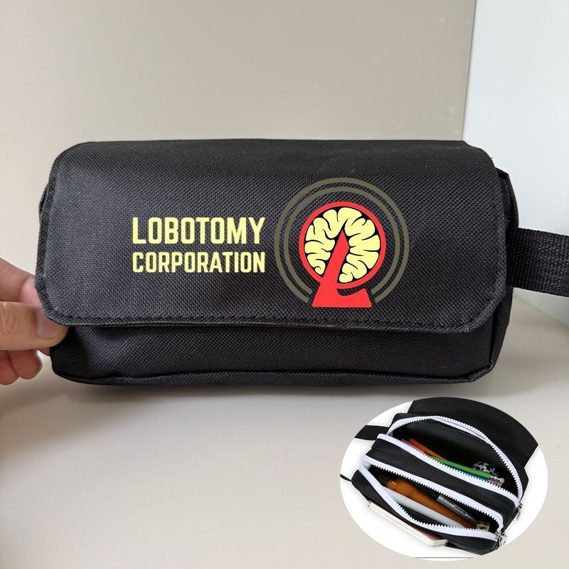 Lobotomy Corporation กล่องดินสออะนิเมะเครื่องเขียนกล่องซิปคู่ขนาดใหญ่ความจุ Dirt-Resistant กล่องดินสอ All-