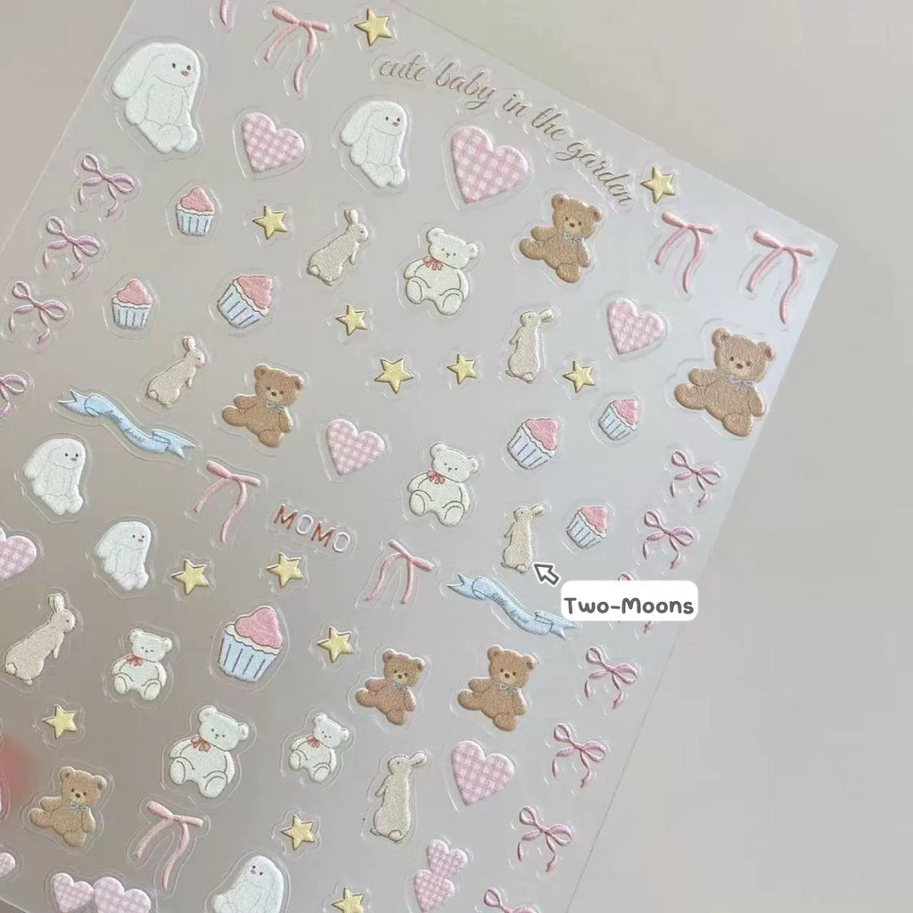 ร้านไทย สติ๊กเกอร์ติดเล็บ3D ลายหมี กระต่าย โบว์ หัวใจ ดาว การ์ตูน  สติ๊กเกอร์DIY แต่งเล็บ ไอแพด โทรศัพท์ สมุด แบตสำรอง ราคา ถูกที่สุด ดีลบีเคเค