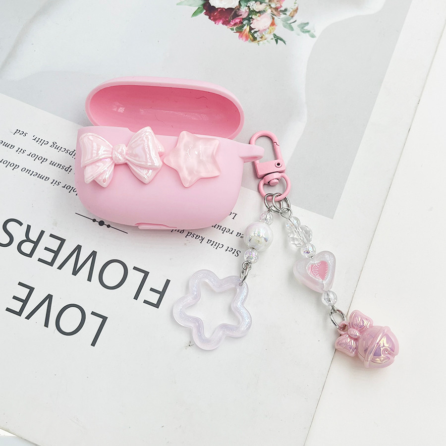 น่ารัก Hearphone สําหรับ EarFun Air 2 NC/Air Mini 2/คลิปซิลิโคนพร้อมKeychianสําหรับEarfun Air Mini 2