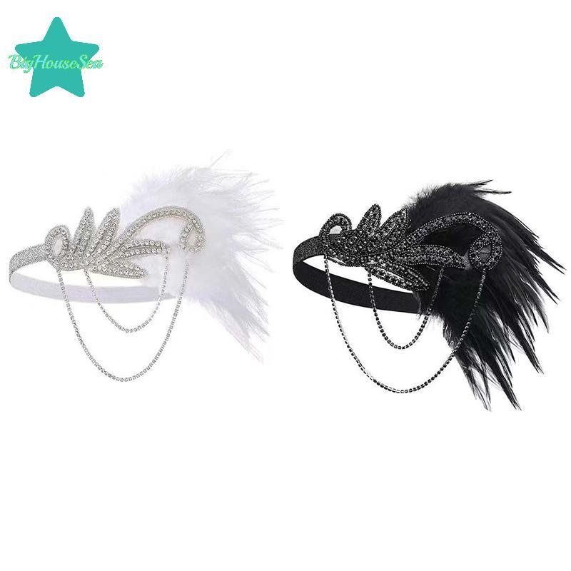 [Sea-t] 1920s Flapper Dress Accessories Retro Party Props สําหรับงานแต่งงานสาว Rhinestone sels Headp
