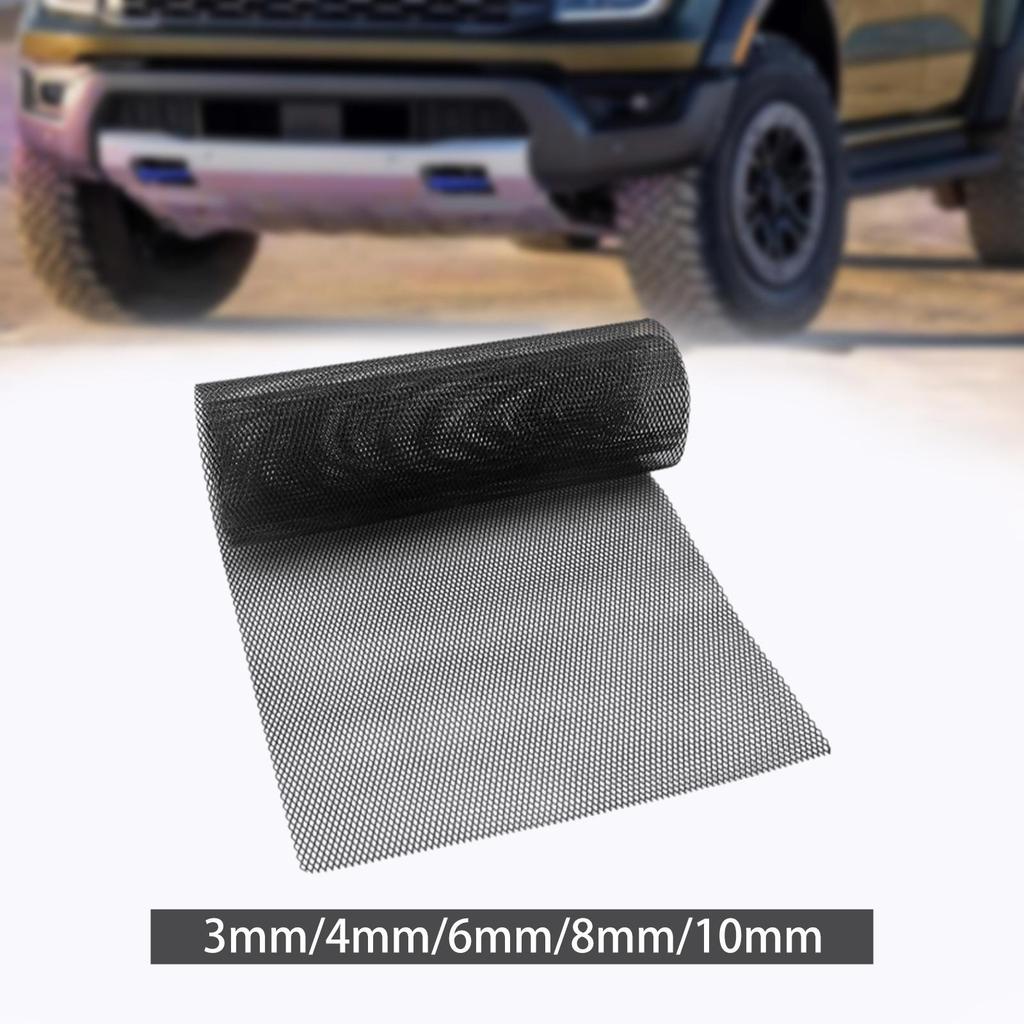 [Lszcx6l] Car Grill Mesh Black High Performance Car Grill Mesh Sheet Cuttable Vehicle