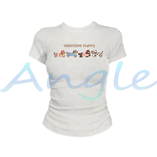 (จัดส่งตลอด 24 ชั่วโมง）Angle Official เสื้อยืดกระชับผู้หญิง ผ้านุ่มสบายผิว เหมาะแต่งตัวประจำวัน สไตล์เทรนด์สาววัยรุ่น L6