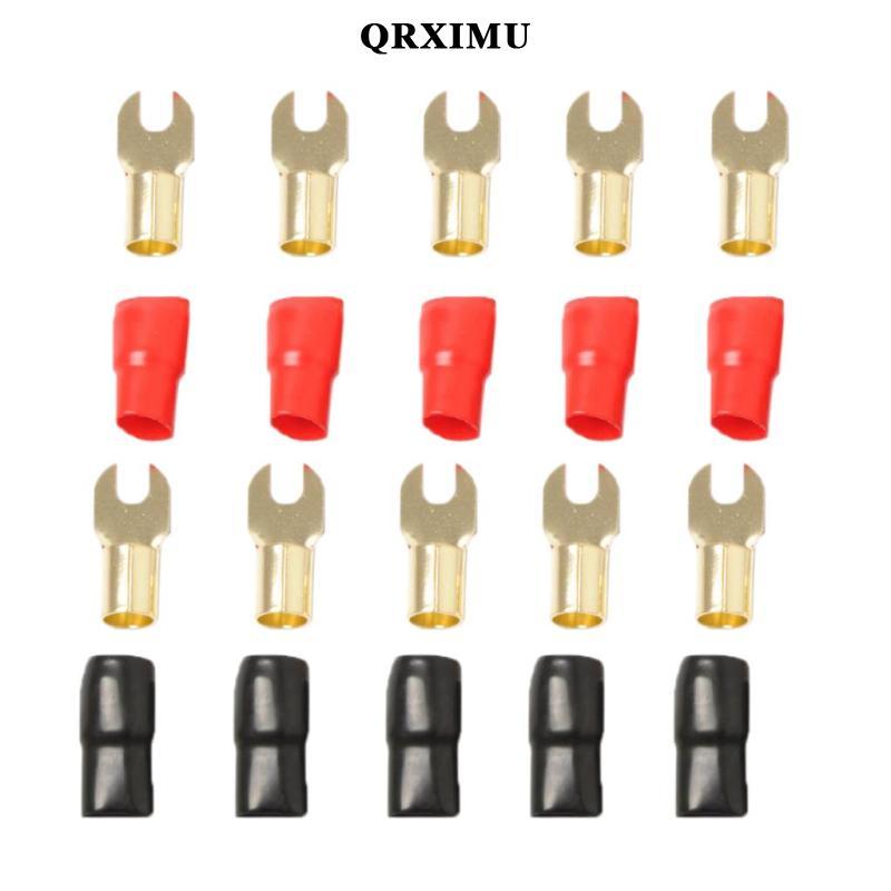 [มนต์สงศโสดนคทอทอนพรภคคอ combedสเดิม] 5 คู่ 4 AWG เครื่องเสียงรถยนต์ส้อมขั้วสายไฟชุบทองทนทาน