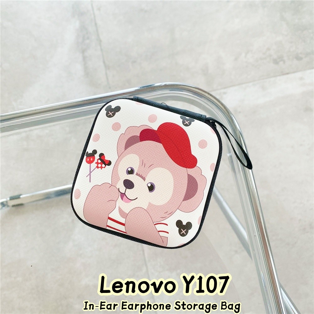 หูฟัง Lenovo Y107 แบบใส่ในหู มีสายเคเบิลการ์ตูนและกระเป๋าสำหรับหูฟัง