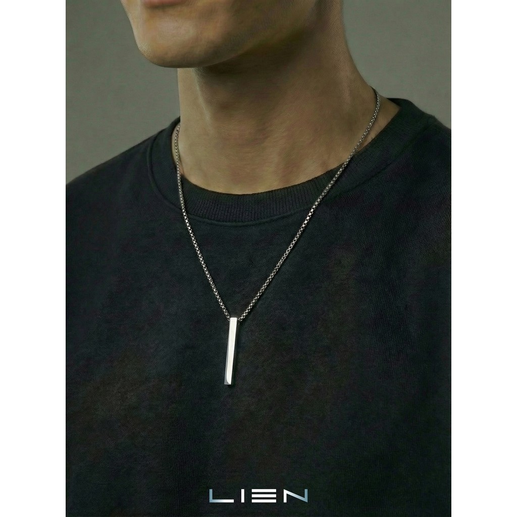 LIEN สร้อยคอจี้บาร์สไตล์มินิมอลผู้ชาย|60+5ซม|เหล็กไทเท|มินิมอล| กันน้ํา|ของขวัญสําหรับเขา