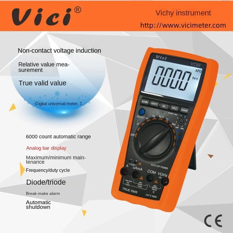 VICI VC99 3 6/7 มัลติมิเตอร์แบบดิจิตอลช่วงอัตโนมัติ 1000V 20A DC AC แรงดันไฟฟ้ากระแสความต้านทานเครื่