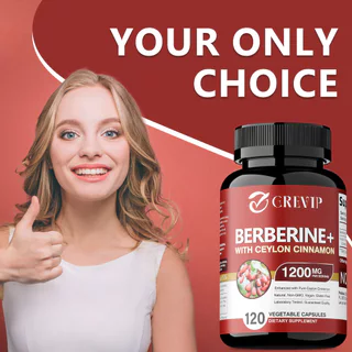อาหารเสริม GREEP Berberine - พรีเมี่ยม Berberine Hydrochloride 1200 มก. เสริมอบเชย Ceylon 30/60/120 แคปซูล Made in USA Non-GMO ปราศจากกลูเตน