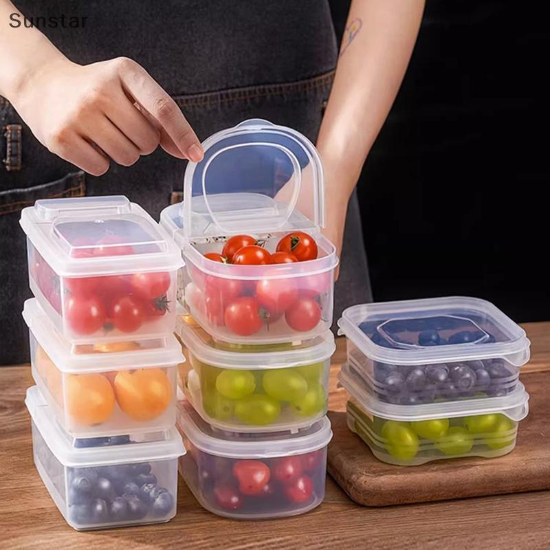 Sunstar ห้องครัวกล่องเครื่องปรุงรสกล่อง Doublepartment พร้อมฝาปิดปิดผนึก Jar ตู้เย็น Organizer กล่องสําหรับอาหารผลไม้ - รูปที่ 6