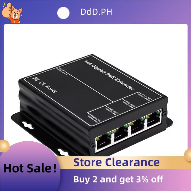 4 พอร์ต Gigabit POE Extender 100/1000Mbps 90W 1in 4 Out PoE Repeater DIN Rail เครือข่าย VLAN สําหรับ