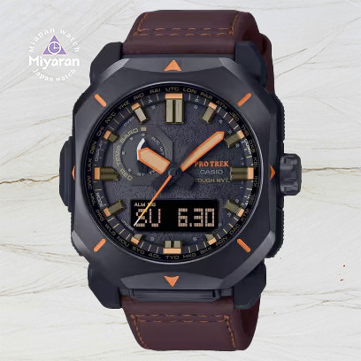 Casio Protrek PRW-6900YL-5JF PRW-6900YL-5 Eco-Drive Radio Wave Mountaineering สายหนังสังเคราะห์ 10 A