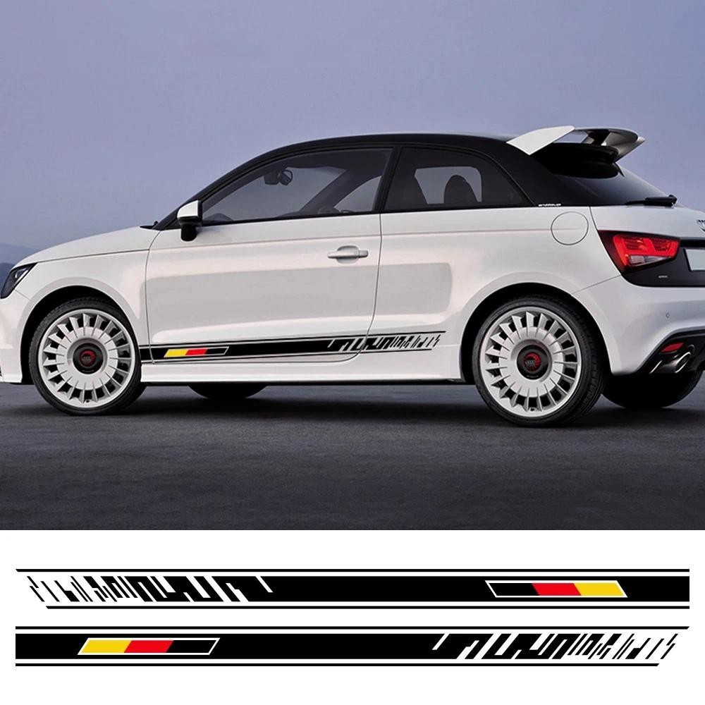 สติกเกอร์รถด้านข้างกระโปรงไวนิล Racing Stripes Decal อุปกรณ์เสริมภายนอกสําหรับ Audi A1 8X GB 8XF Spo