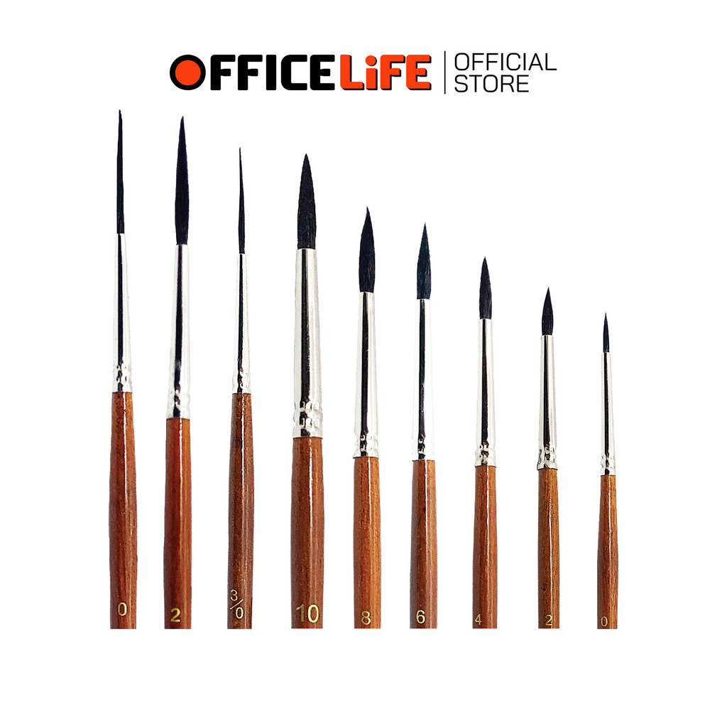 SEIKAI (เซไค) พู่กันขนกระรอก พู่กันหัวกลมและขนยาว พู่กัน เบอร์ 0-10  ( 1 ด้าม )