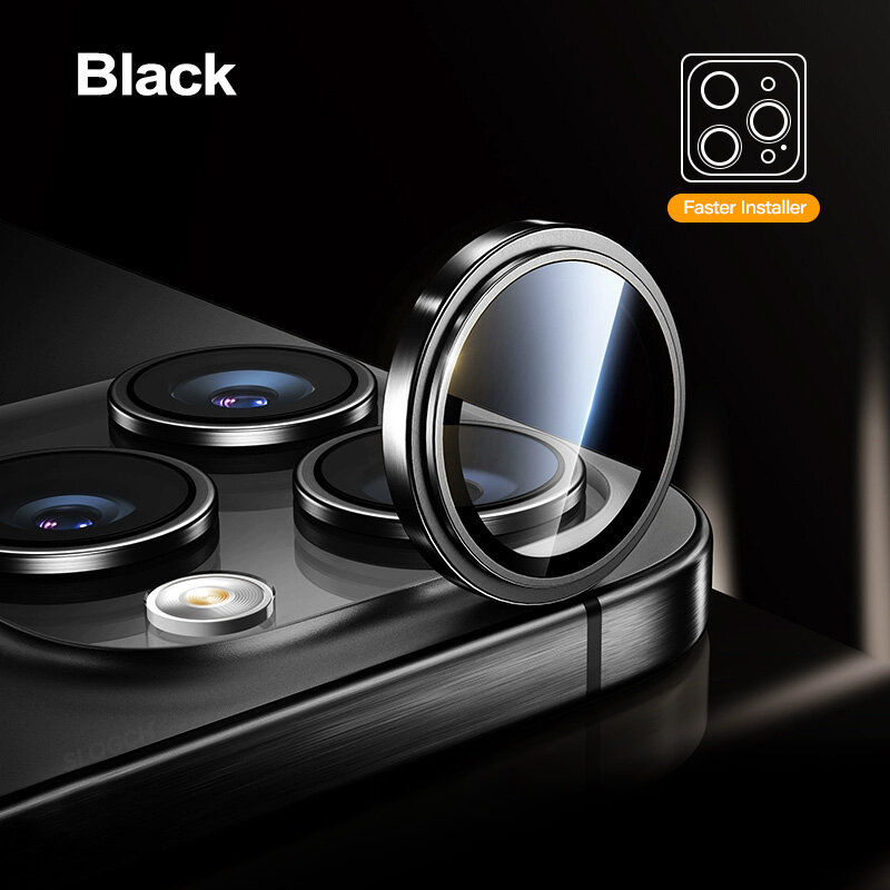 ปลอกป้องกันเลนส์กล้องกระจกโลหะแกร่งเหมาะสําหรับ iPhone 16/15/14/13/12/11 Pro Max Plus เครื่องมือติดตั้งขนาดเล็ก iPhone 16 Pro Max ฟิล์มเลนส์กระจกกันฝุ่น