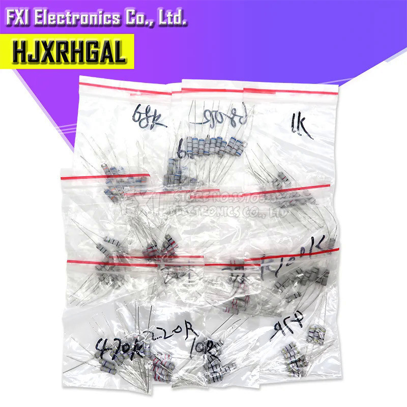 200 ชิ้น/ล็อต 1W 5% Resistor Assortment Kit 20 ค่า 10 โอห์ม - 1M ohm Resistor Set 22R 47R 100R 220R 
