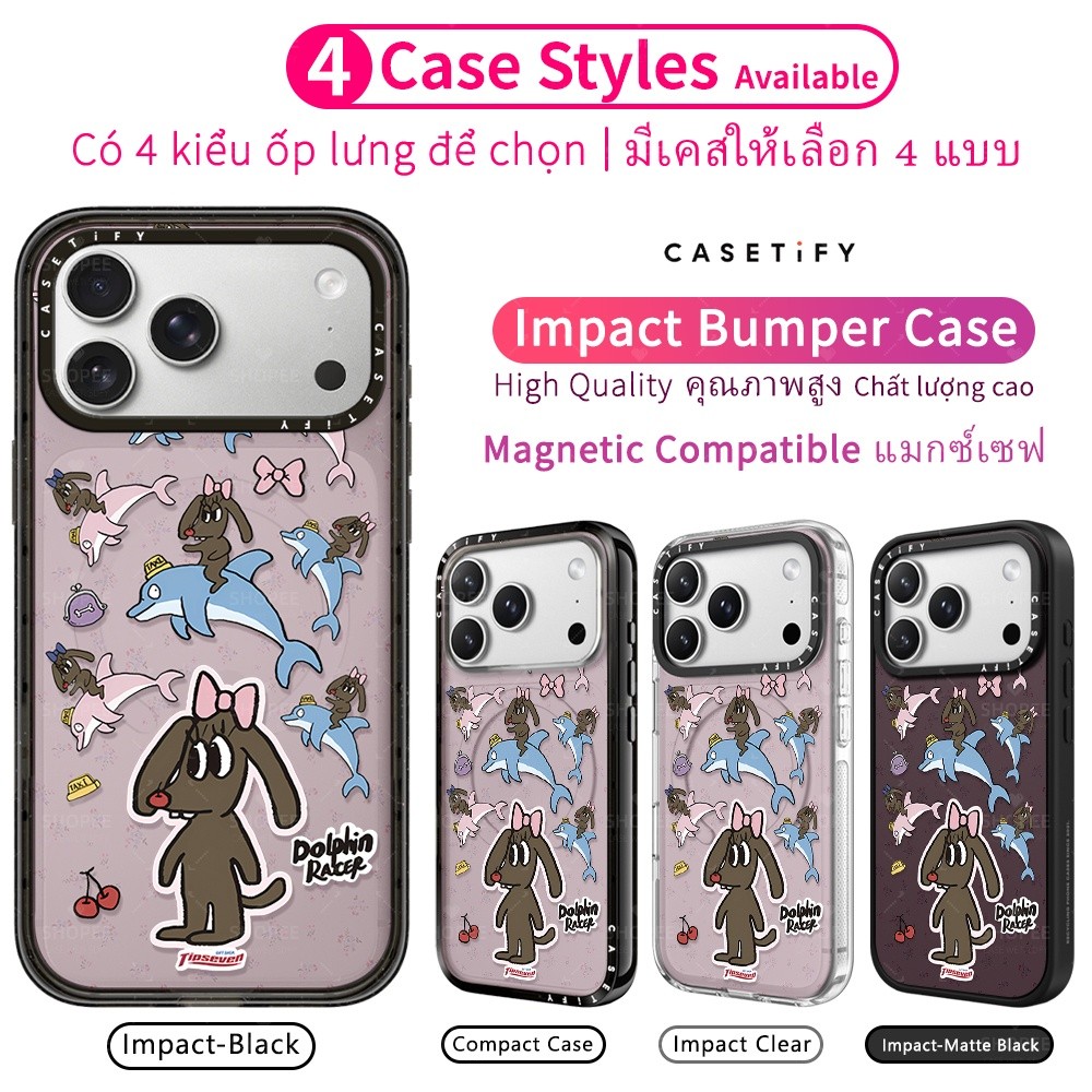CASETlFY อะคริลิคกันกระแทกแม่เหล็ก Tipseven Dolphin Taxi เคสโทรศัพท์การ์ตูน Streetwear สําหรับ IPhon