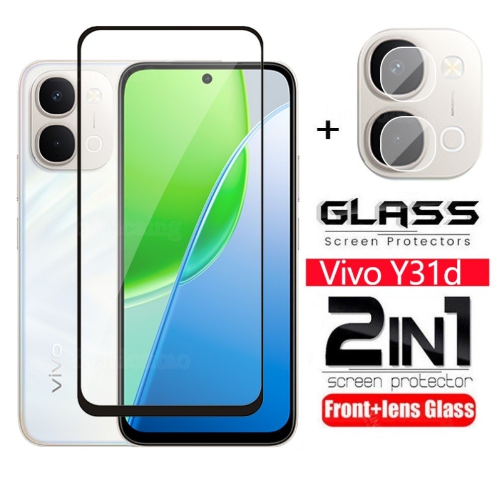 2 in 1 หน้าจอกระจกนิรภัยป้องกันฟิล์มสําหรับ Vivo Y31d Y21d Y31 Y21 DY 31d Y 21d VivoY31 d VivoY31d V
